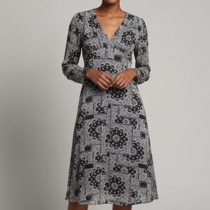 The‎ Kooples Bandana Print Midi Long Sleeve Dress Size 4 / US XL